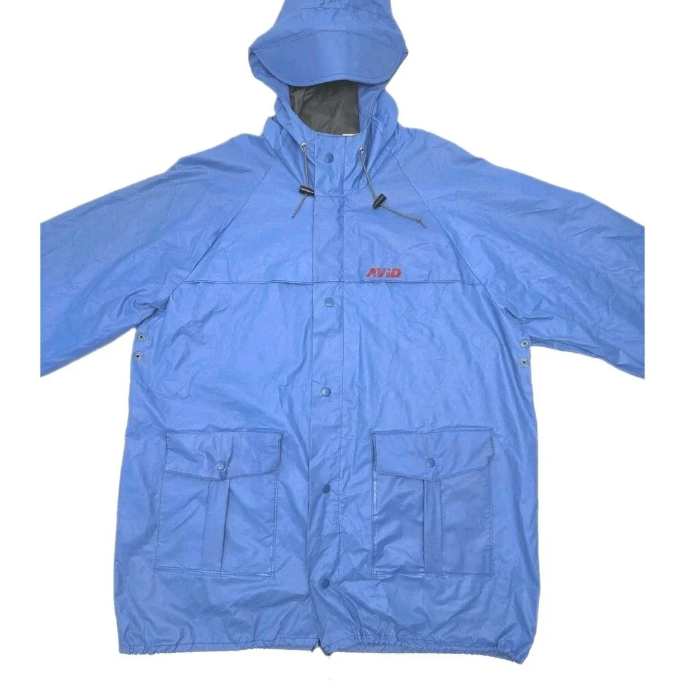 Avid Foul Weather Gear Jacket Blue Men Sz XXL 2XL Rain Coat Fishing Boat